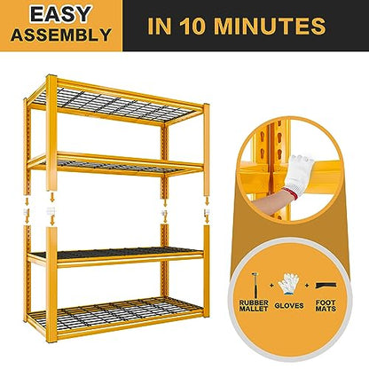 40" W Yellow Garage Shelving with Double (2 Count)