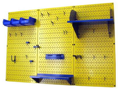 Pegboard Organizer 4 ft. Metal Pegboard Standard Tool Storage Kit with Yellow Toolboard and Blue Accessories