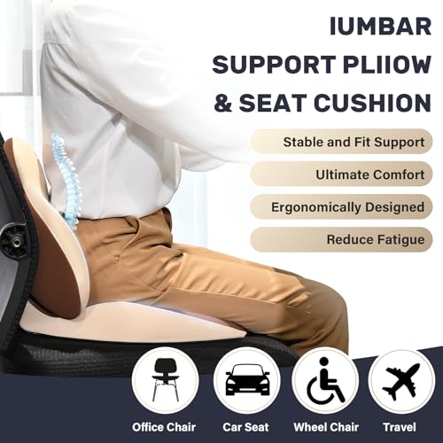 Car Seat Cushion and Lumbar Support Pillow