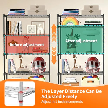 5 Tier Wire Storage Shelves with Wheels
