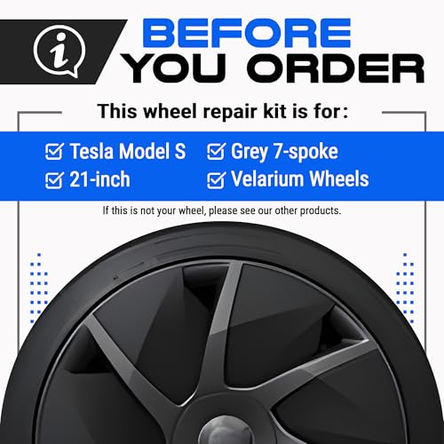 Premium Tesla Wheel Curb Rash Repair Kit for 21" Model S grey Velarium wheels