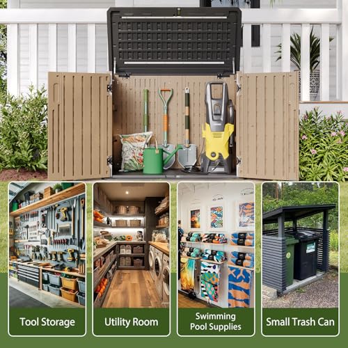 Outdoor Storage Cabinet 35 Cu.Ft Outdoor Trash Can Storage Shed