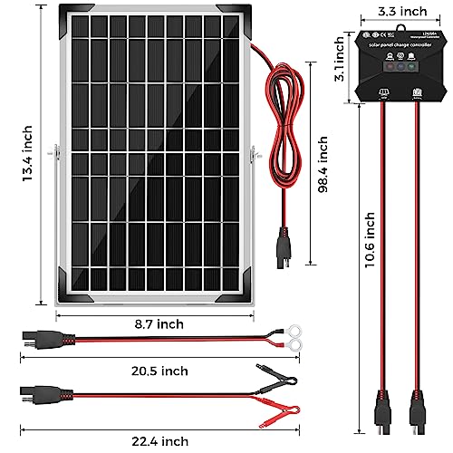 10W 12V Solar Panel Battery Charger Trickle Maintainer Kit