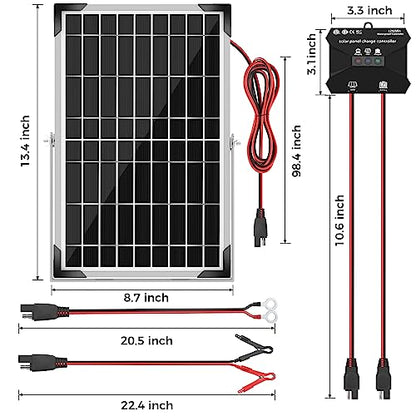 10W 12V Solar Panel Battery Charger Trickle Maintainer Kit