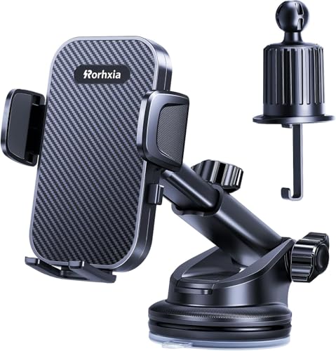 3-in-1 Phone Mount for Car [2026 Most Stable and Flexible Suction Cup] Vent Dashboard Windshield Cell Phone Holder Car Fit for iPhone, Samsung, All Phone