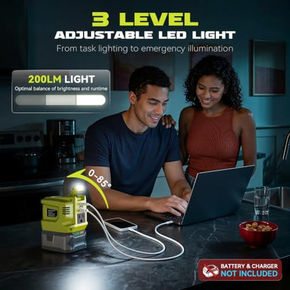 220W Portable Power Inverter Compatible with Ryobi 18V Battery