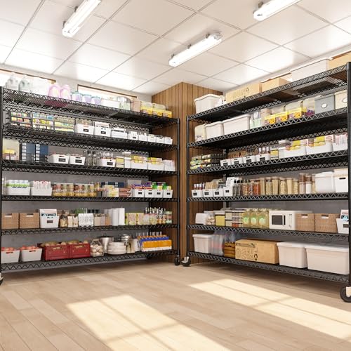 60" W 6 Tier Wire Shelving with Wheels & Feet