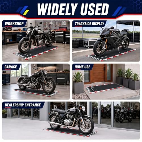 Motorcycle Mat Garage Floor Rug Washable Parking Mats for Garage Floors Non Slip Oil Absorbent Pad Rubber Backing Layer Protects Floor