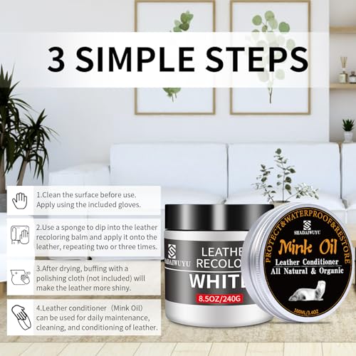 8.5oz Leather Recoloring Balm with 100ml Mink Oil