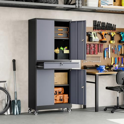 Metal Garage Storage Cabinet with Locking Doors and Adjustable Shelves