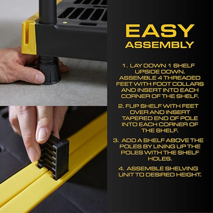 4 Tier Heavy Duty Plastic Storage Shelves for Garage Organization