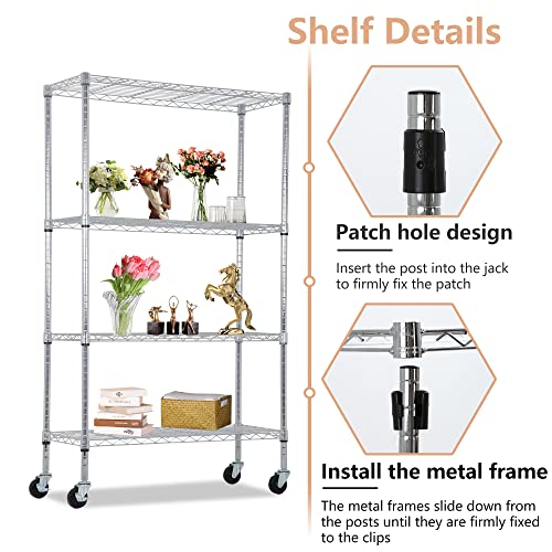 4 Tier Wire Shelf with Wheels (4 Count)