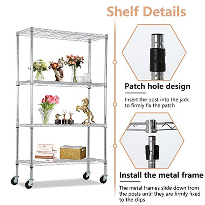 4 Tier Wire Shelf with Wheels (4 Count)