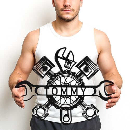 Custom Garage Workshop Metal Sign Personalized Tool Name Wall Art for Car Truck Mechanic Shop Decor Durable Steel Sign for Dad Husband Men’s Auto Workspace or Fence