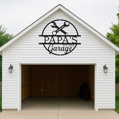 Custom Garage Workshop Metal Sign Personalized Tool Name Wall Art for Car Truck Mechanic Shop Decor Durable Steel Sign for Dad Husband Men’s Auto Workspace or Fence