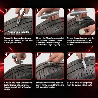 36 pcs Universal Tire Repair Kit with Plugs Heavy Duty Professional