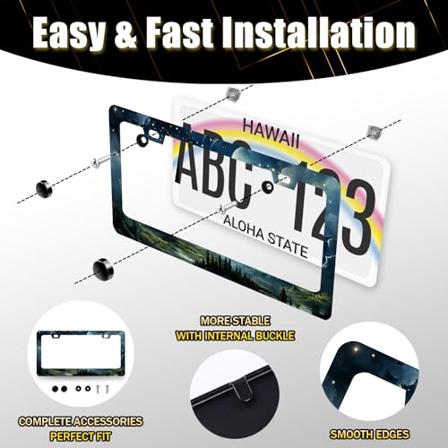 Stainless Steel Watercolor Sky Clouds License Plate Frame 12.3 x 6.3 Inch