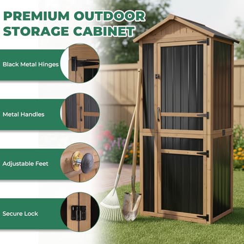 Large Outdoor Storage Cabinet with 4 Shelves
