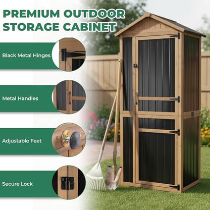 Large Outdoor Storage Cabinet with 4 Shelves