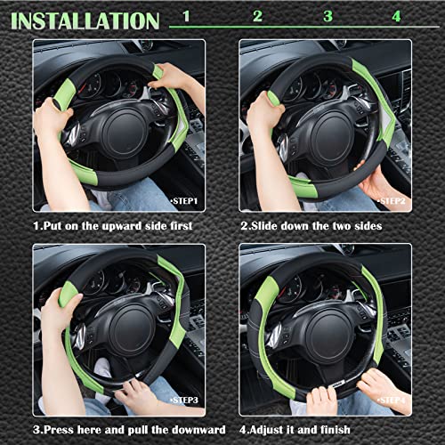 Line Rider Microfiber Leather Sporty Steering Wheel Cover Universal Fits for 95% Truck