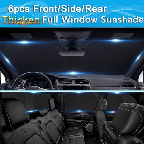 6pcs Thicken Full Window Sun Shades for Dodge Ram 1500 Crew Cab Accessories 2019 (3 Count)