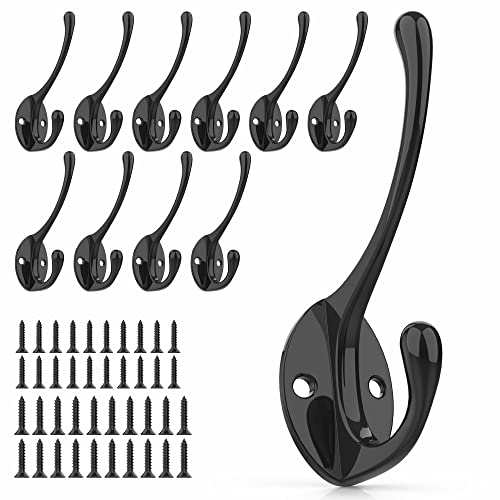 Heavy Duty Metal Coat Hooks for Wall (10 Count)