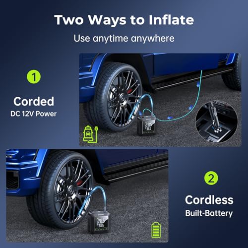 Tire Inflator Portable Air Compressor 150PSI Air Pump for Car Tires [3X Faster] Inflation Electric Smart Tire Pump with Extra