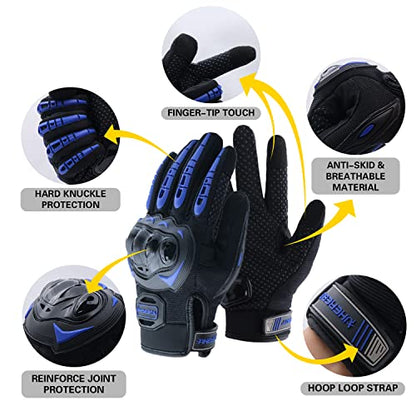 Motorcycle Gloves Touch Screen Full Finger Riding Gloves Knuckle Protection for Men and Women for Dirt Riding