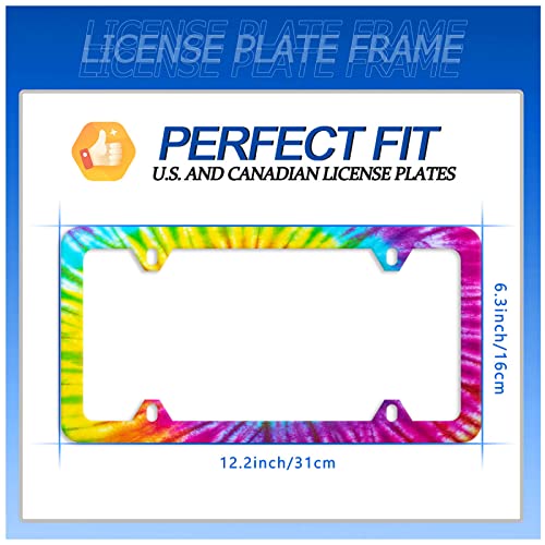 Tie Dye License Plate Frame Stainless Steel Cars Accessory 12.3x6.3 Inch