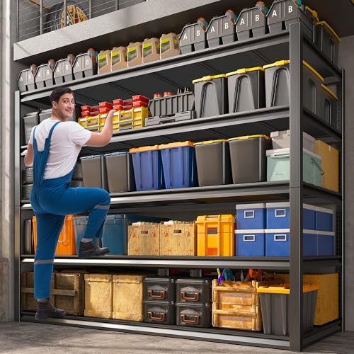 Garage Shelving 48.2" W Storage Shelves 3000LBS Metal Shelving Heavy Duty Adjustable Metal Shelf 5 Tier Pantry Shelves for Basement Warehouse Supermarket 72.2" H x 24.2" D x 48.2" W (4 Count)