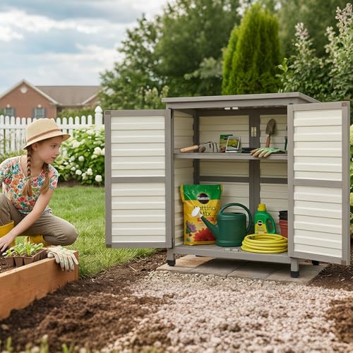 Small Outdoor Storage Cabinet with Shelf