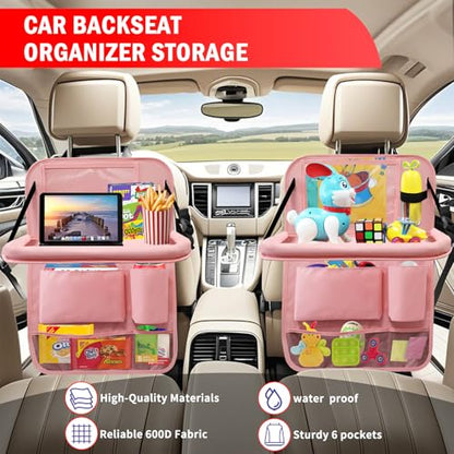 2Pack Car Backseat Organizer with Foldable Table Tray