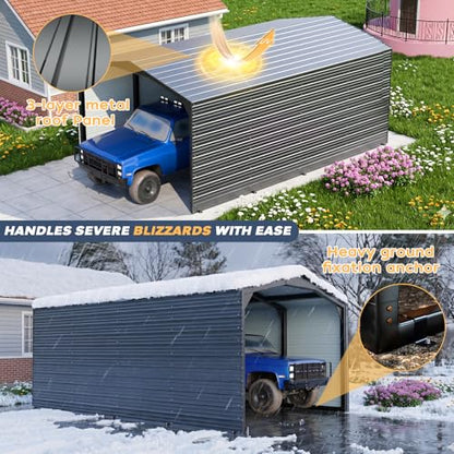 Military Grade Metal Carports 12x20 FT