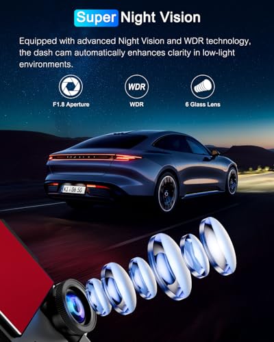 Dash Cam Front and Rear 5GHz WiFi Dashcam with CPL