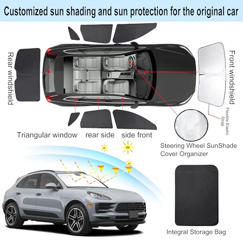 Window Shades 8PCS for Porsche Macan 2014 (8 Count)