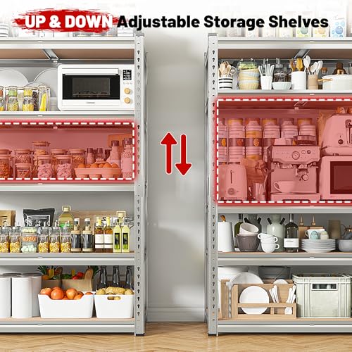 2020LBS Garage Shelving Heavy Duty Metal Shelving 5 Tier Storage Shelves (4 Count)