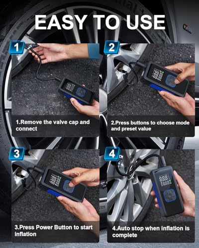150PSI Portable Tire Inflator Air Compressor Digital Pump for Car Bike
