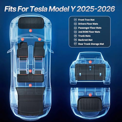 Floor Mats Fits Tesla Model Y Juniper 2025 2026 5