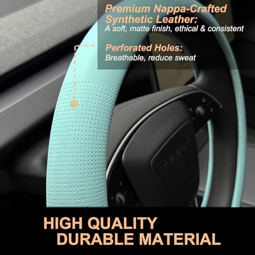 Nappa Leather Steering Wheel Cover for Tesla Model Y