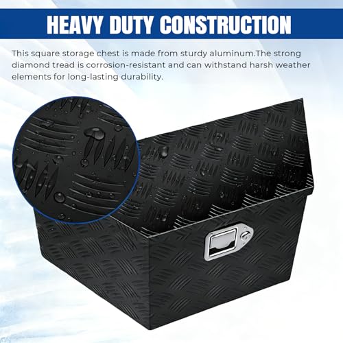27" x 13" x 13" Trailer Tongue Tool Box Heavy Duty Aluminum with Latch and Keys Trailer Toolbox Organizer Truck Underbody Box Compatible with Pick Up Truck Bed RV Trailer ATV Black