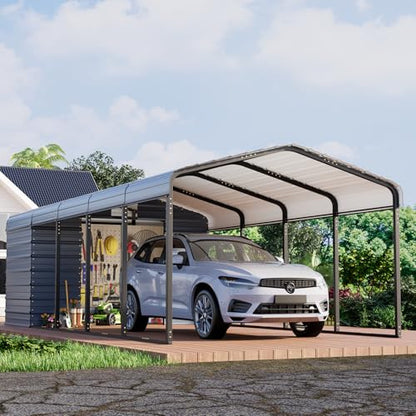 12x25 FT Metal Carport with Side Storage