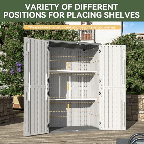 64 Cu.Ft Resin Outdoor Storage Shed with 2 Shelves & Floor