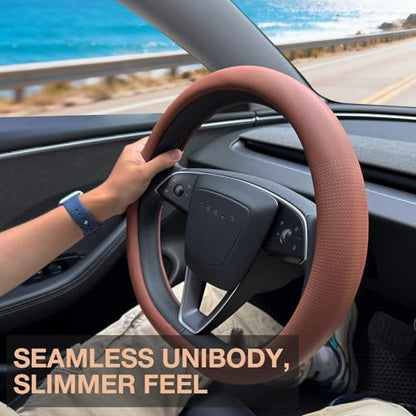 Nappa Leather Steering Wheel Cover for Tesla Model Y
