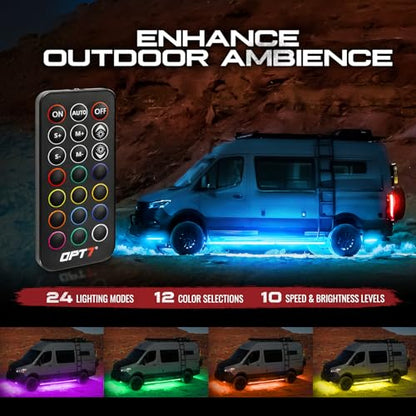 Aura RGB Aluminum RV LED Underglow Lights with Remote Control (6 Count)