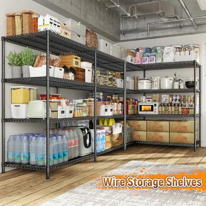 81.5''W Storage Shelves 3680LBS Garage Shelving Heavy Duty 4 Tier Metal Shelving Unit Adjustable Wire Shelf and Storage Pantry Shelves for Kitchen Garage (2 Count)