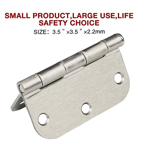 Rounded Door Hinges Brushed Nickel 3.5" x 3 1