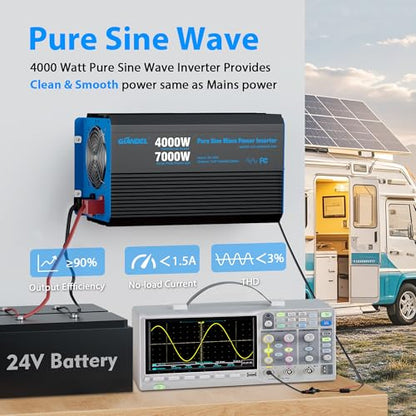 4000 Watt 24 V Pure Sine Wave Power Inverter 7000Watt Surge