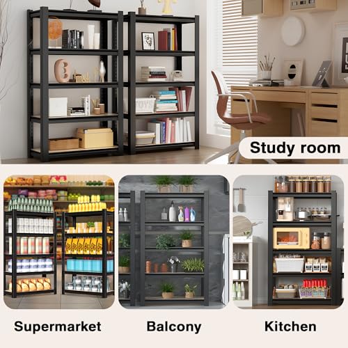 5 Tier Black Shelving with Board (5 Count)