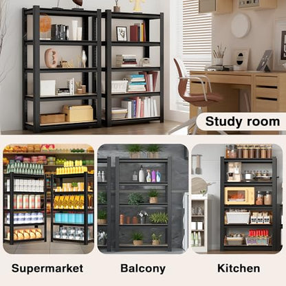 5 Tier Black Shelving with Board (5 Count)