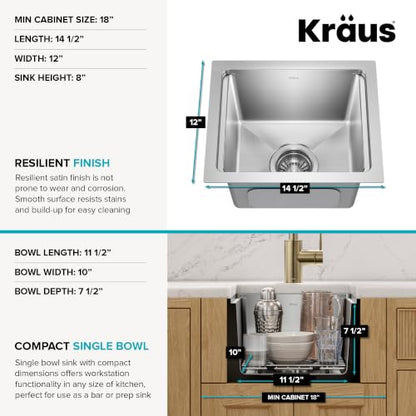 Fairlane 15 in Undermount Workstation Single Bowl 18